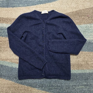 Carely Cashmere Women’s Cardigan Navy Blue 100% Cashmere Italy Size 42